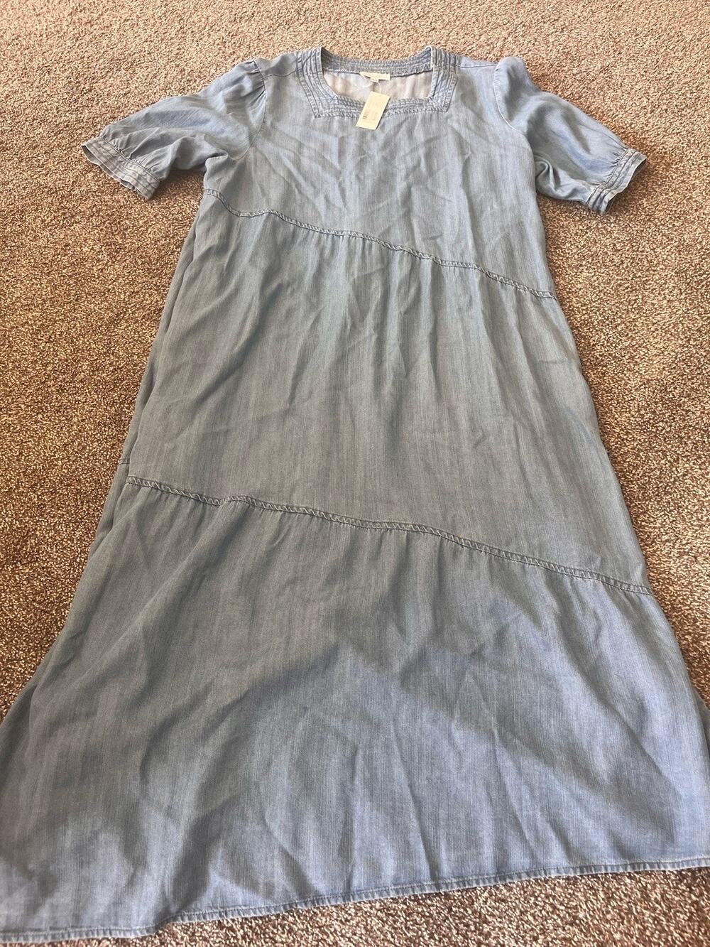 Sweet Salt Chambray Tiered Maxi Dress Size 14/16 Blue Cottage Core New OO